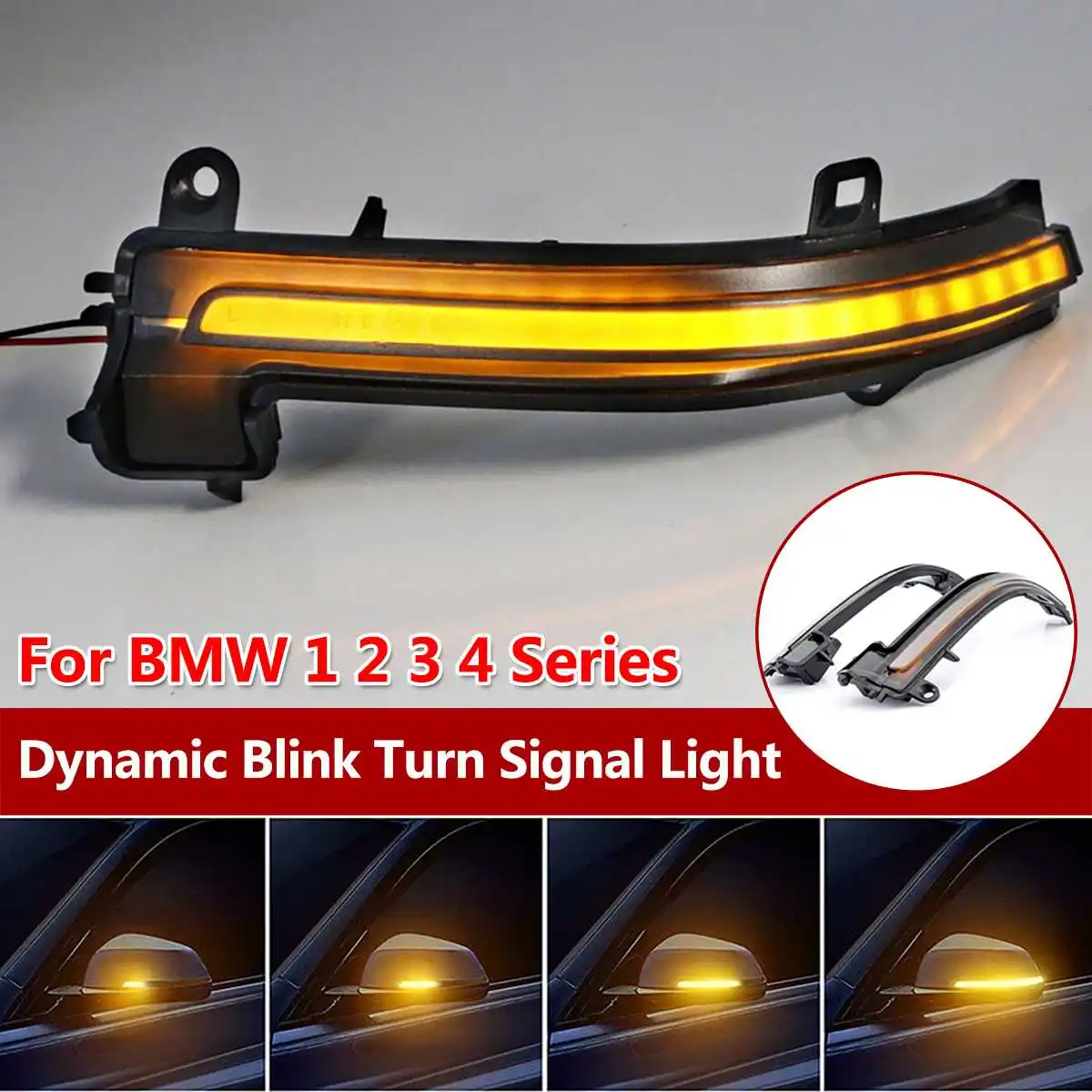 

Pair LED Side Wing Dynamic Turn Signal Light For BMW 1 2 3 4 Series for X1 E84 2010-up Rearview Mirror Indicator