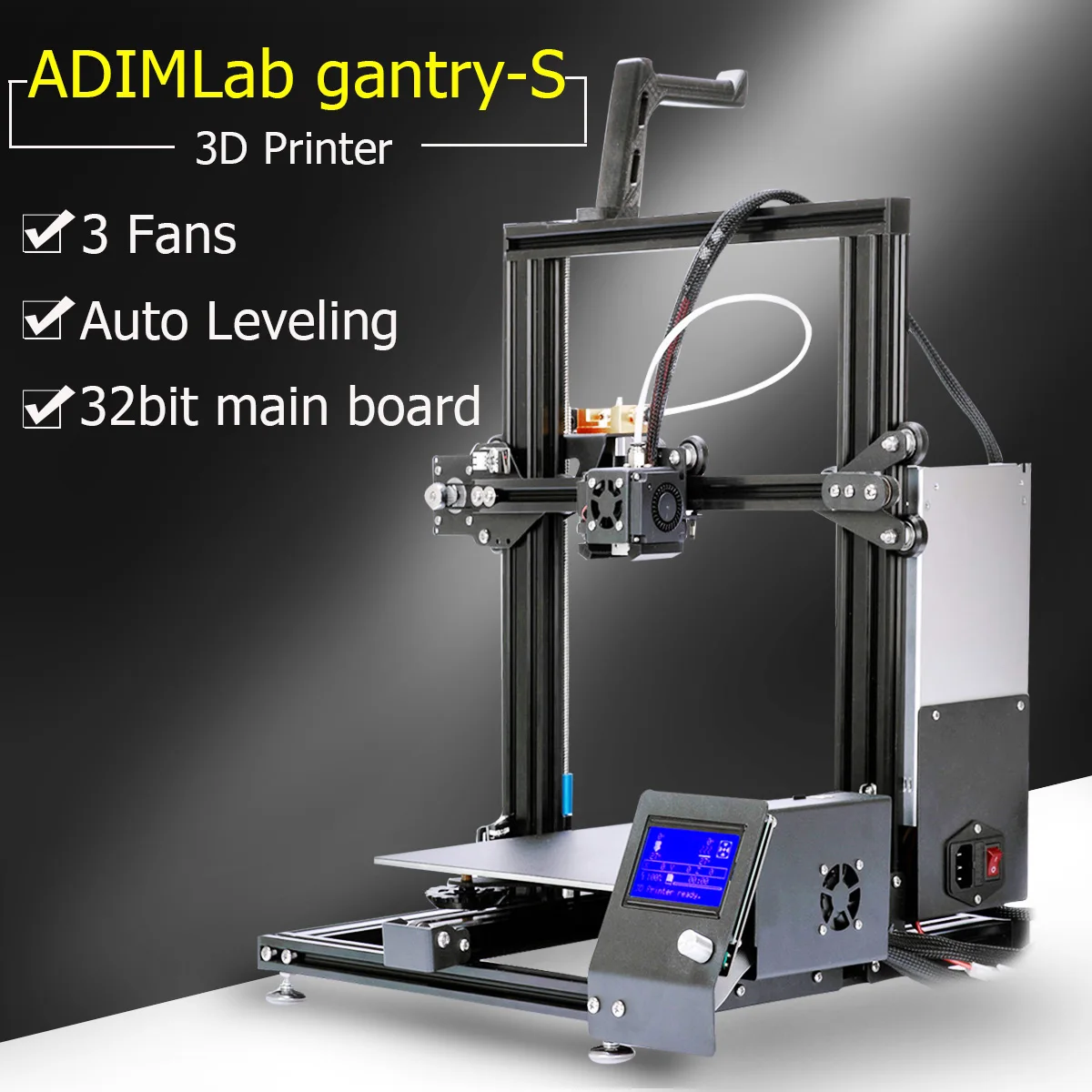 

230X230X260mm 3D Printer i3 Type 32bit Board Power Resume Filament Detector Metal Extruder Double Air Duct 3 Fan Hot End DIY KIT