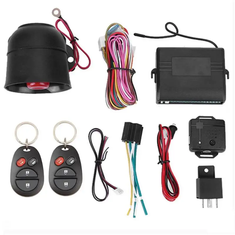 

One-WayCar Alarm Vehicle System Anti Theft Burglar Protection Security System Keyless Entry Siren with 2 Remote Control 102/T123