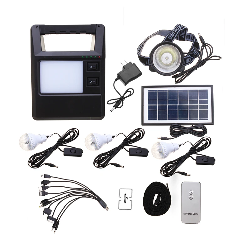 

Portable Solar Generator System with Rechargeable Battery&Headlight&Solar panel