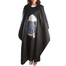 Черный салон Стрижка волос фартук Парикмахерская мантия накидка с смотровым окном профессиональная стрижка волос инструмент