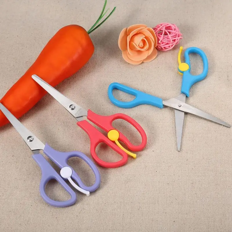 3 Color Baby Stainless Steel Food Scissors Supplement Tool Multi-function Food Vegetables Scissors PP handle slip-proof