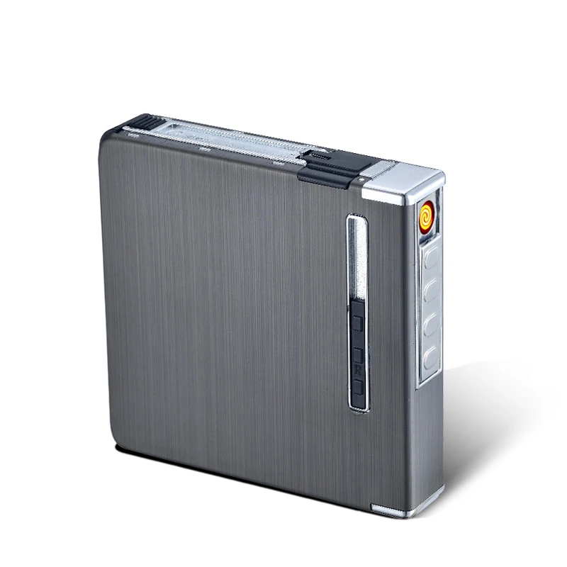

Promotion! 20 Pieces Capacity For Cigarette Tobacco Fashion Cigarette box with Waterproof windproof lighter double-sided autom