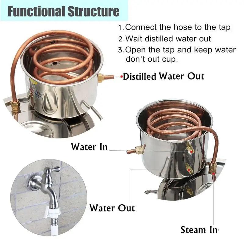 2GAL/8L DIY домашний дистиллятор Самогонный спирт из нержавеющей меди Вода Вино эфирное масло пивоварения комплект+ регулятор температуры