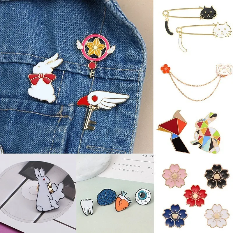 

Cartoon Animal Brooch Pin Colorful Drop Oil Brooches Cute Cat Rabbit Flower Brooches Pins For Women Kids Birthday Xmas Gift