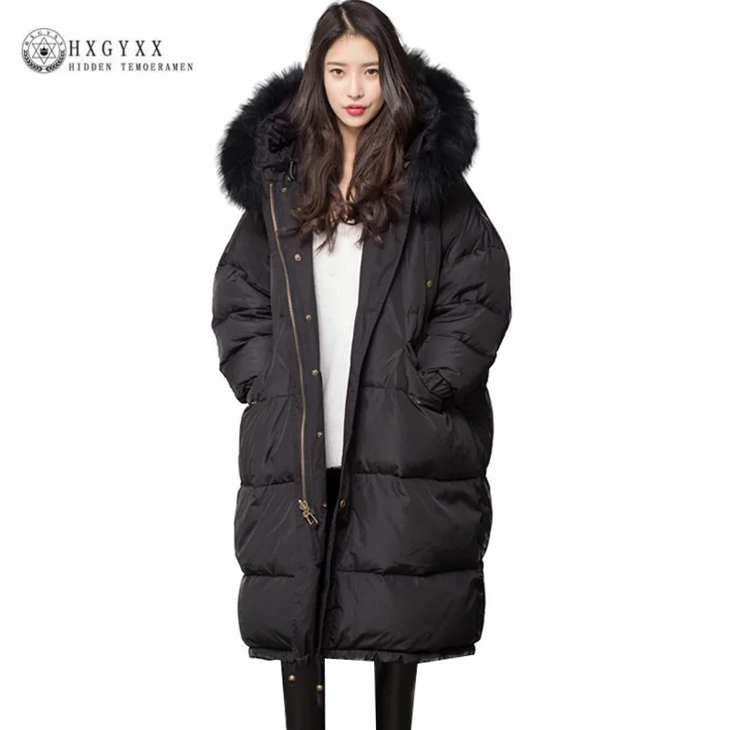 Two Side Wear Raccoon Fur Collar Outwear 2019 Winter Jacket Women Quilted Coat Long Plus Size Thick Warm Hooded Parka Oke127 | Женская