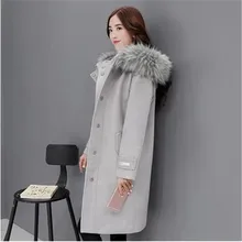 Женская мода выпуск кашемировое пальто Свободное с капюшоном Темперамент Большой размер высококлассное кашемировое пальто