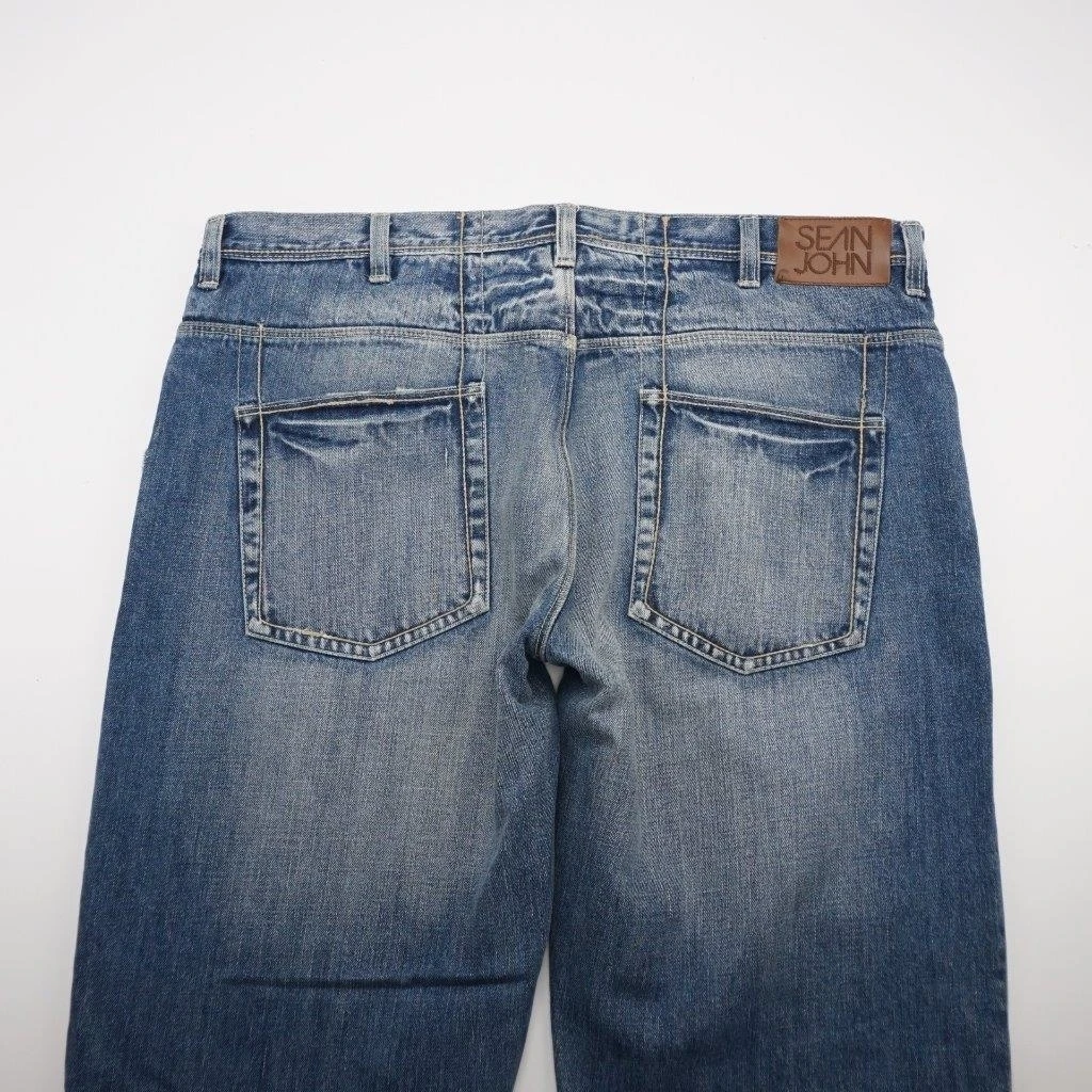 Distressed Jeans Wash Denim Mens 38x36 