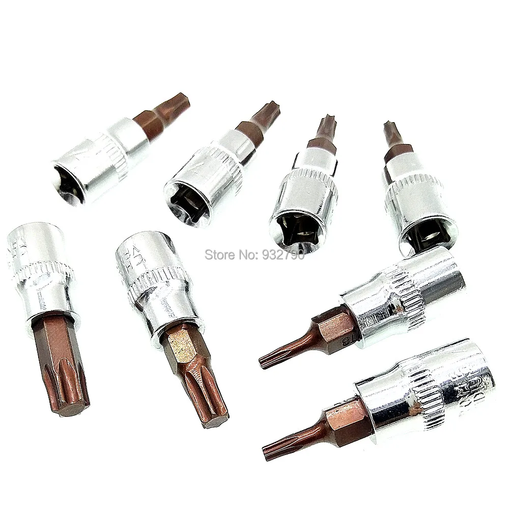 

8pcs 1/4" 6.35mm Drive Torx Star Bit Socket 37mm(L) T8 T10 T15 T20 T25 T27 T30 T40