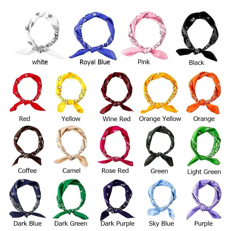 Hip Hop Unisex Women Men Shawl Cashew Flower Print Square Scarf Hair Band