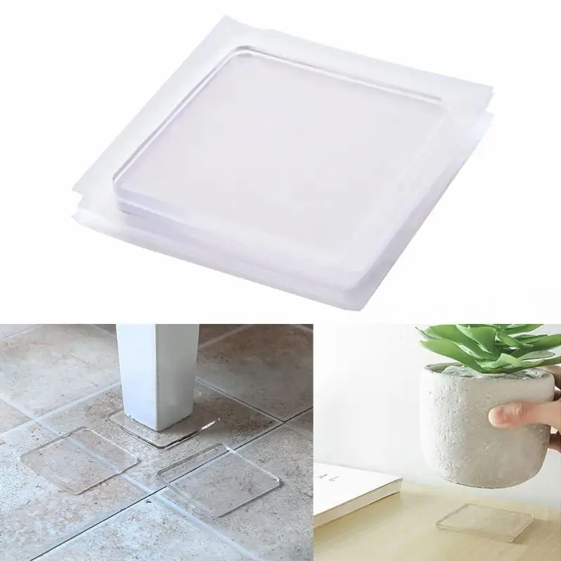 Tapis antidérapant Anti-Vibration, Machine à laver, tampon en Silicone, multifonctionnel, Transparent, 4 pièces ► Photo 2/6