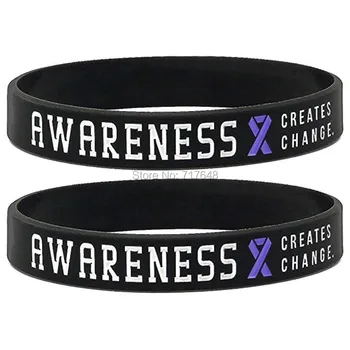 

100pcs Black Purple Awareness Ribbon wristband silicone bracelets free shipping by epacket A