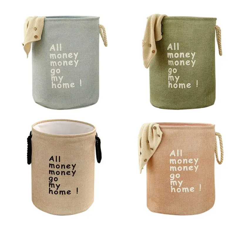 

Thick Double Layer Linen Basket Foldable Storage Bucket Fabric EVA Cotton Waterproof Dirty Clothes Toy Storage Laundry Basket