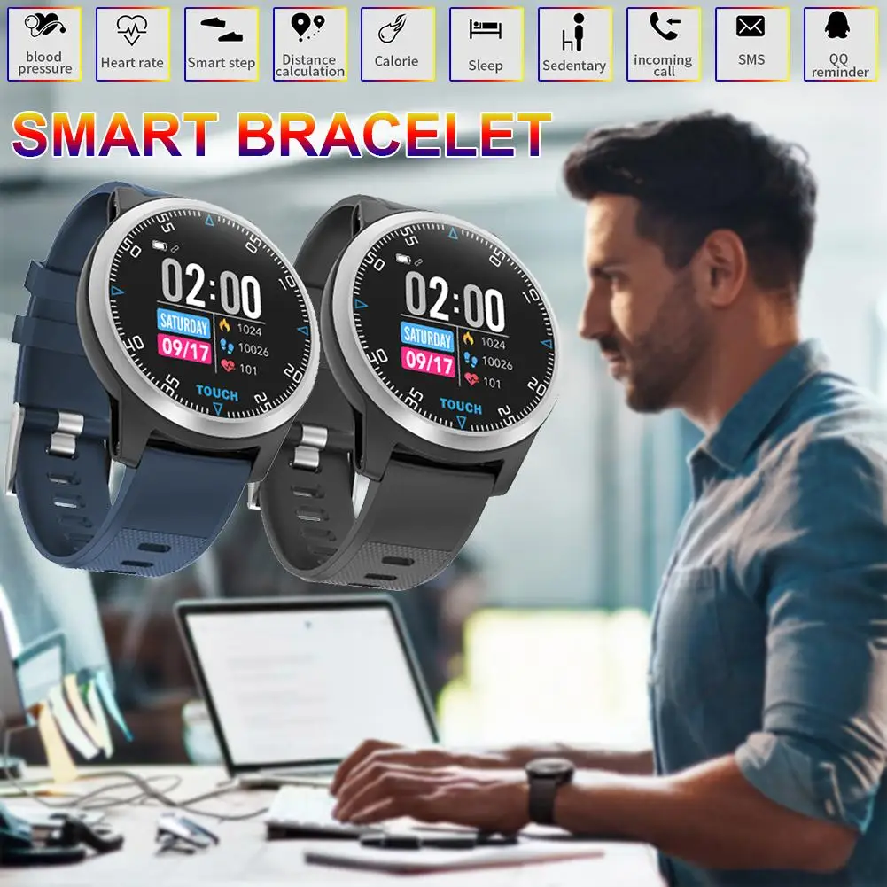 

E101 Sports Smart Watch Bluetooth 4.2 IP67 Waterproof ECG Heart Rate Blood Pressure Fitness Tracker Men's Smart Bracelet