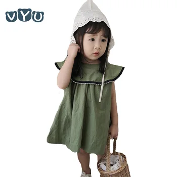 

2019 Summer Baby Girls Newborn Infant Sleeveless Dress Outdoor Beach Dress Casual Toddler Gilrs Solid Color Clothes