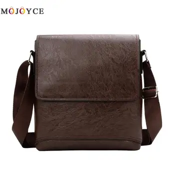 

Luxury Brand Designer Men Messenger Bag Solid Color PU Leather Flap Male Shoulder Bags Men Handbag