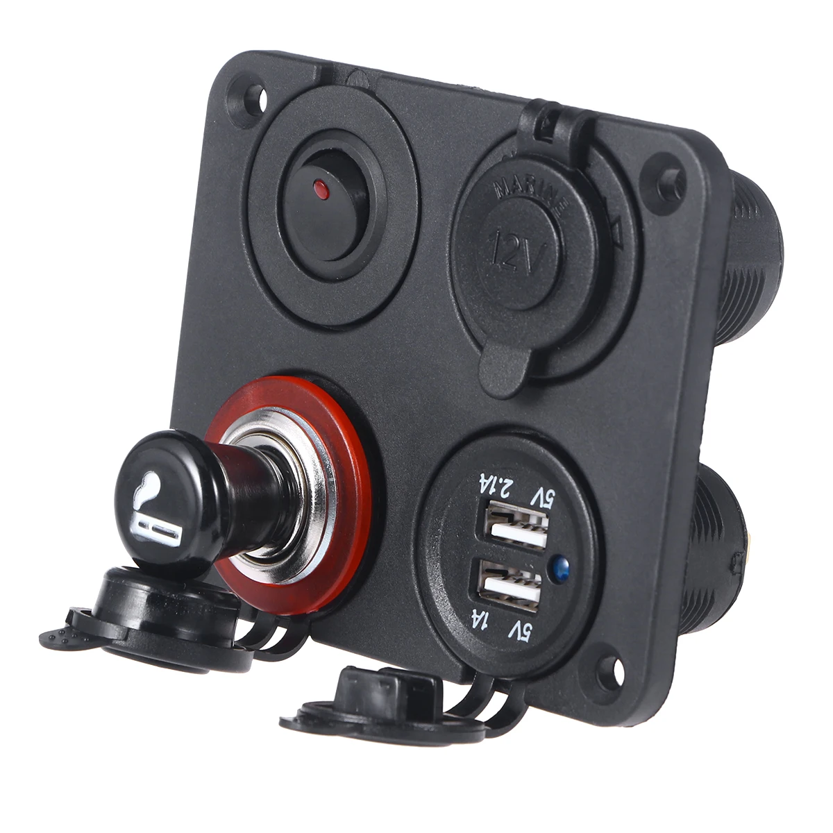 1PC 4 in 1 12 24V Car Boat Cigarette Lighter Dual USB Port Charger