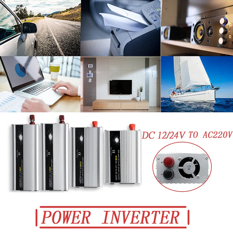

500-2000W Rectangle Car Inverter 12V To AC 220V Power Inverter Charger Converter Sturdy And Durable Vehicle