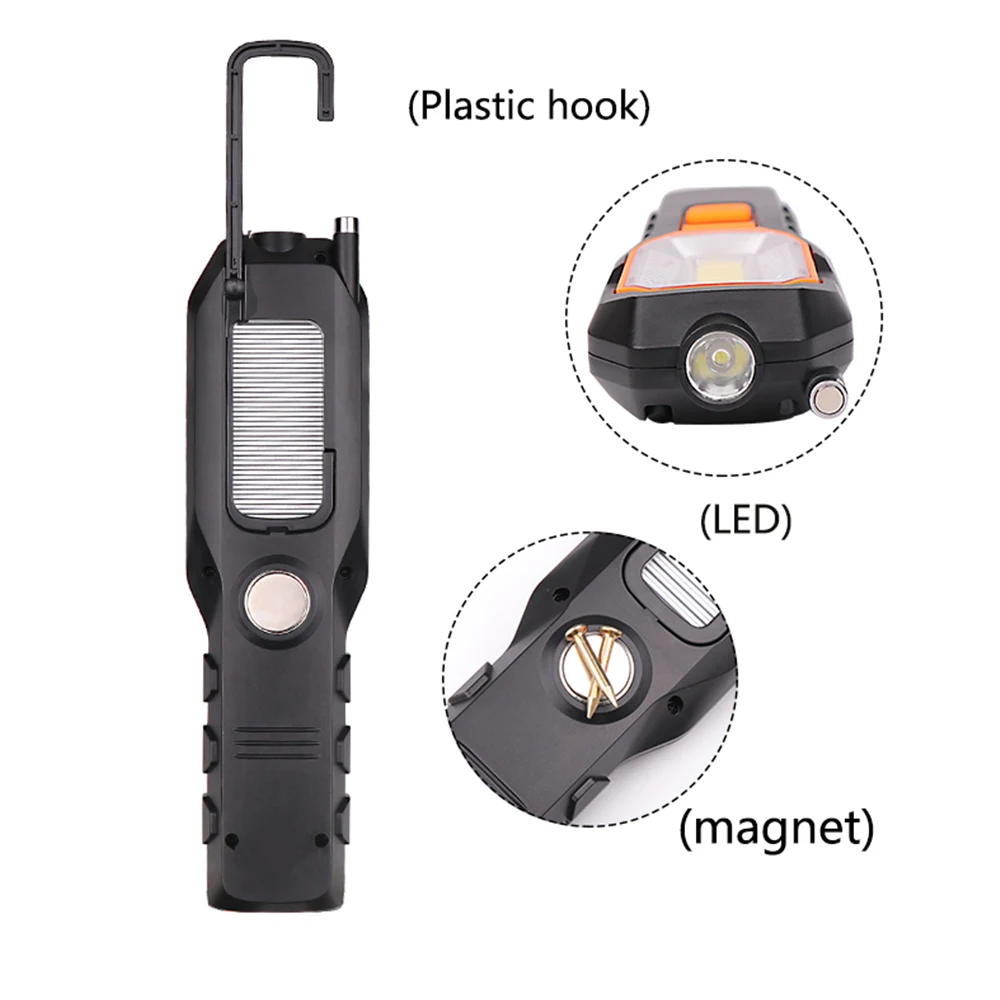 COB светодиодный светильник, перезаряжаемый через USB, супер яркий гибкий магнитный рабочий светильник, лампа для осмотра, светильник-вспышка, аварийный светильник, портативный
