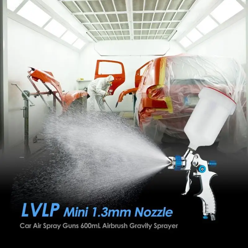 

Alloet LVLP Mini 1.3mm Nozzle Air Spray Guns 600mL Airbrush Gravity Sprayer Car Furniture Painting Spraying Tool aluminum alloy