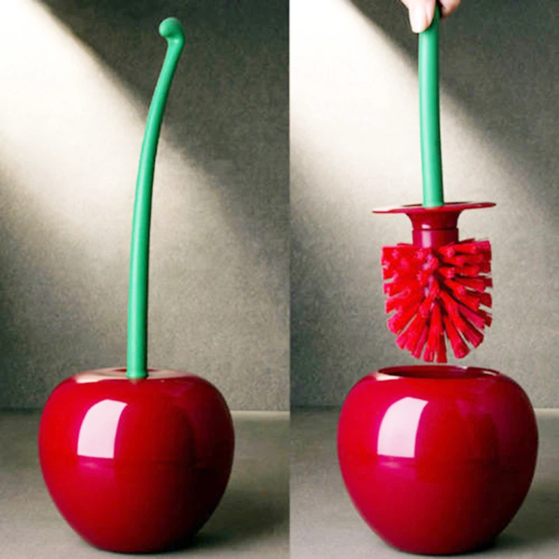 

Creative Lovely Cherry Shape Lavatory Brush Toilet Brush &Holder Set (Red)
