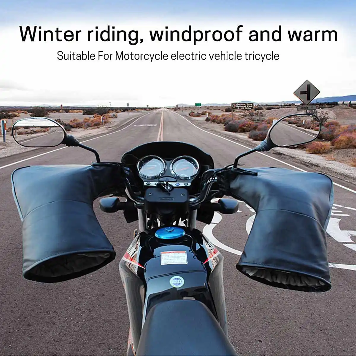 2x Leather Motorbike Scooter Handlebar Gloves Waterproof Bike Handle Bar Gloves Hand Fur Glove Mitts Winter Warm - Gloves - AliExpress