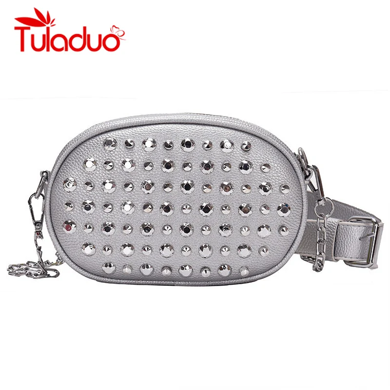 

Fashion Trendy Luxury Women Bags Designer Crossbody Bags for Female Ladies Waist Bag Female Pouch for Belt Chest Rivet Chain Bag