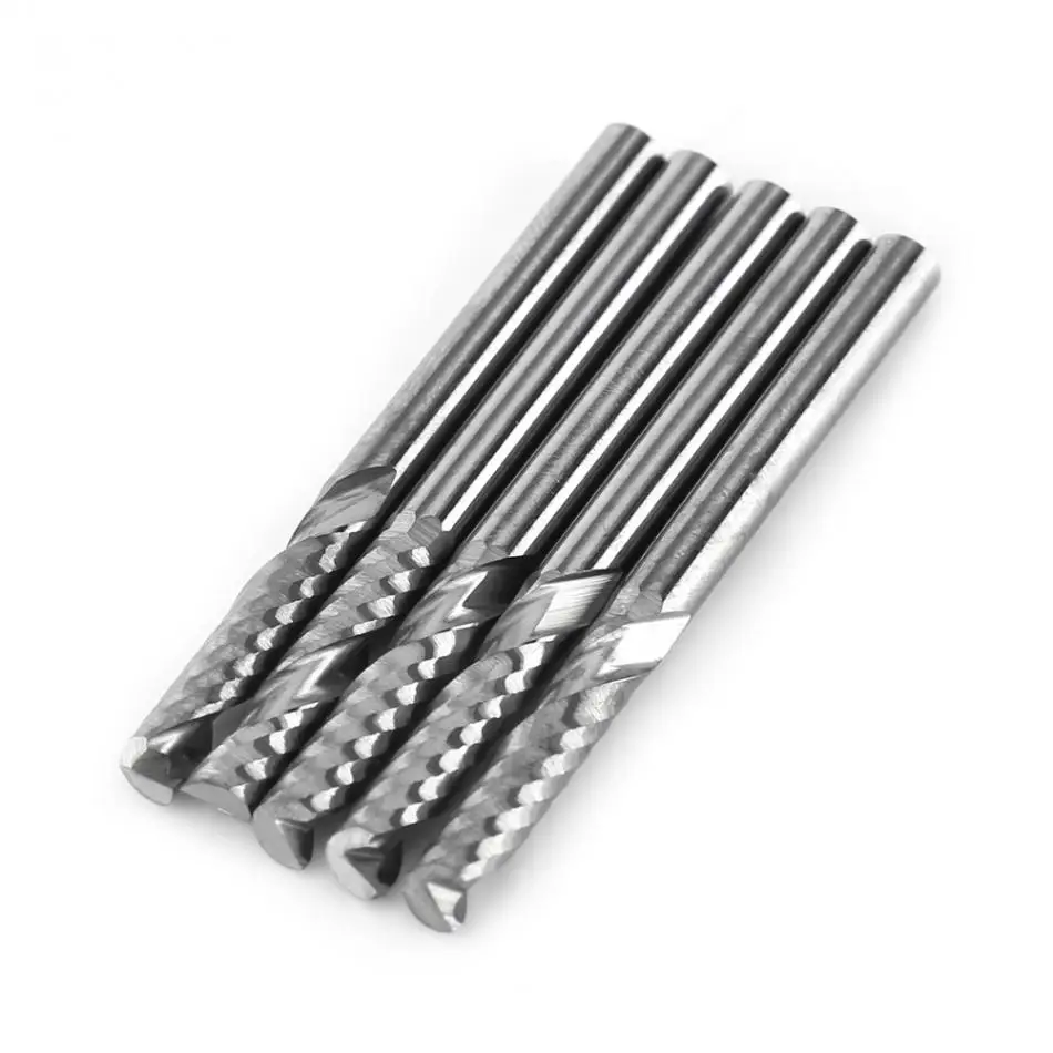 

5pcs/set 3.175mm(1/8'') Shank Single Flute End Mill Milling Cutter Tungsten Carbide Tool CNC Route Bit Drill Bit Set Woodworking