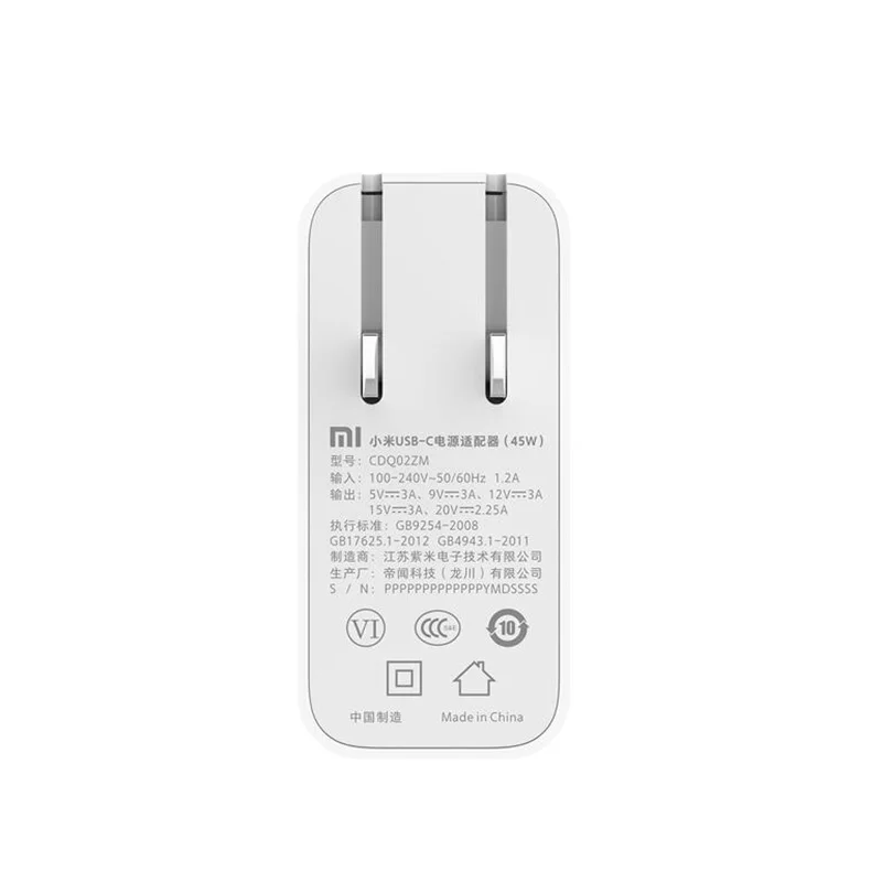 Оригинальный адаптер питания Xiaomi Type C USB 65 Вт 5 в 9 12 В 15 3A 20V 2.25A QC3.0 быстрое зарядное