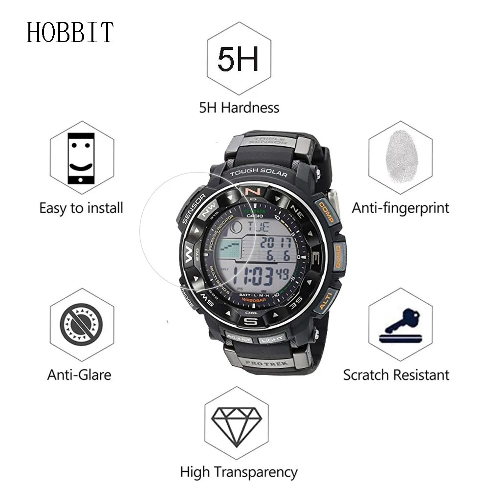 3Pack Explosion-Proof Digital Watch Screen Protector For Casio Pro Trek PRW-3500 PRW-3000 PRW-2500T PRW2500R LCD Film Guard