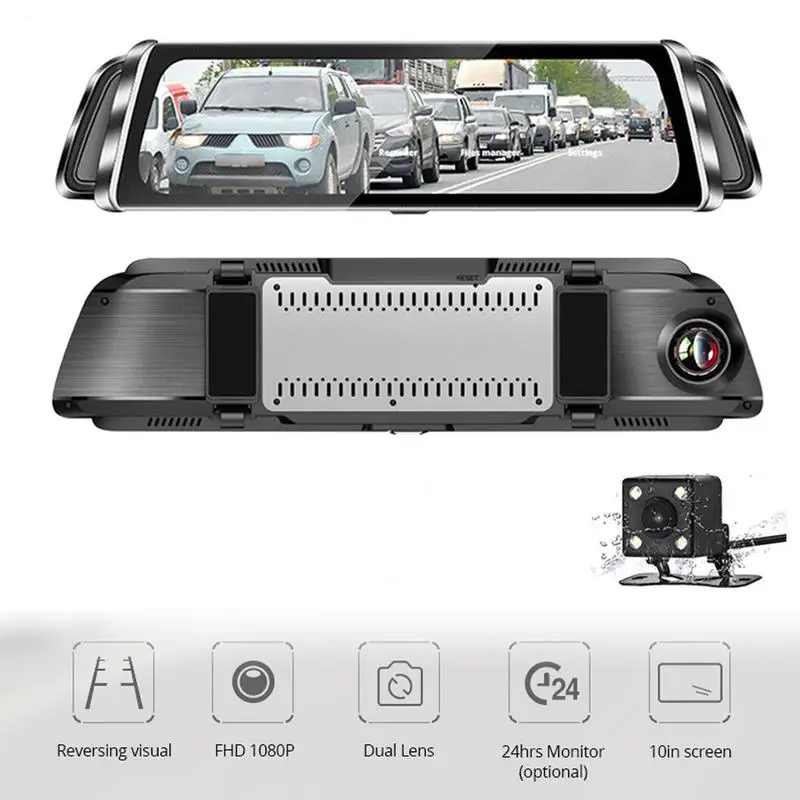 

Car DVR 9.35in Touch Screen Dual Lens HD 1080P Car Rearview Mirror DVR Camera Video Recorder Starlight Night Vision Dash Cam