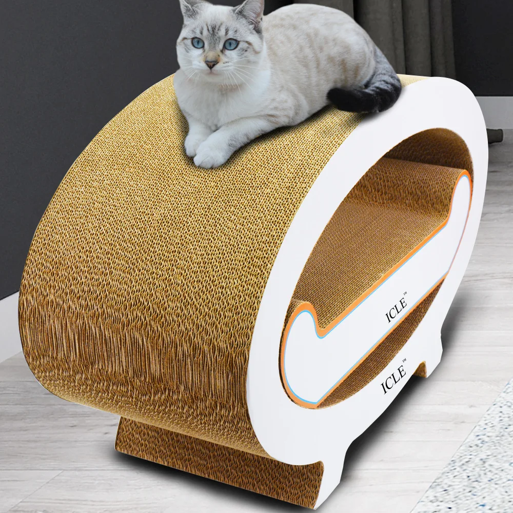 Pet Cat Scratching Post with Large Pillow Play Board Corrugated Paper