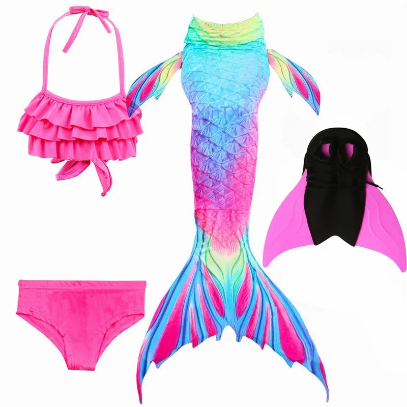 

Kids Children Mermaid Tails For Swimming Mermaid Tail With Monofin Girls Costumes Swimmable Swimsuit With Bikini Flipper