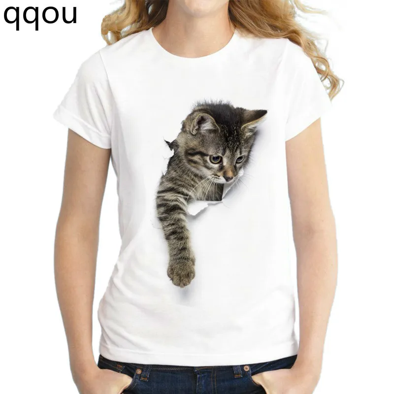

Women's T-shirt Explosive models wearing a cat's print T-shirt large size S-6XL short-sleeved loose ladies T-shirt