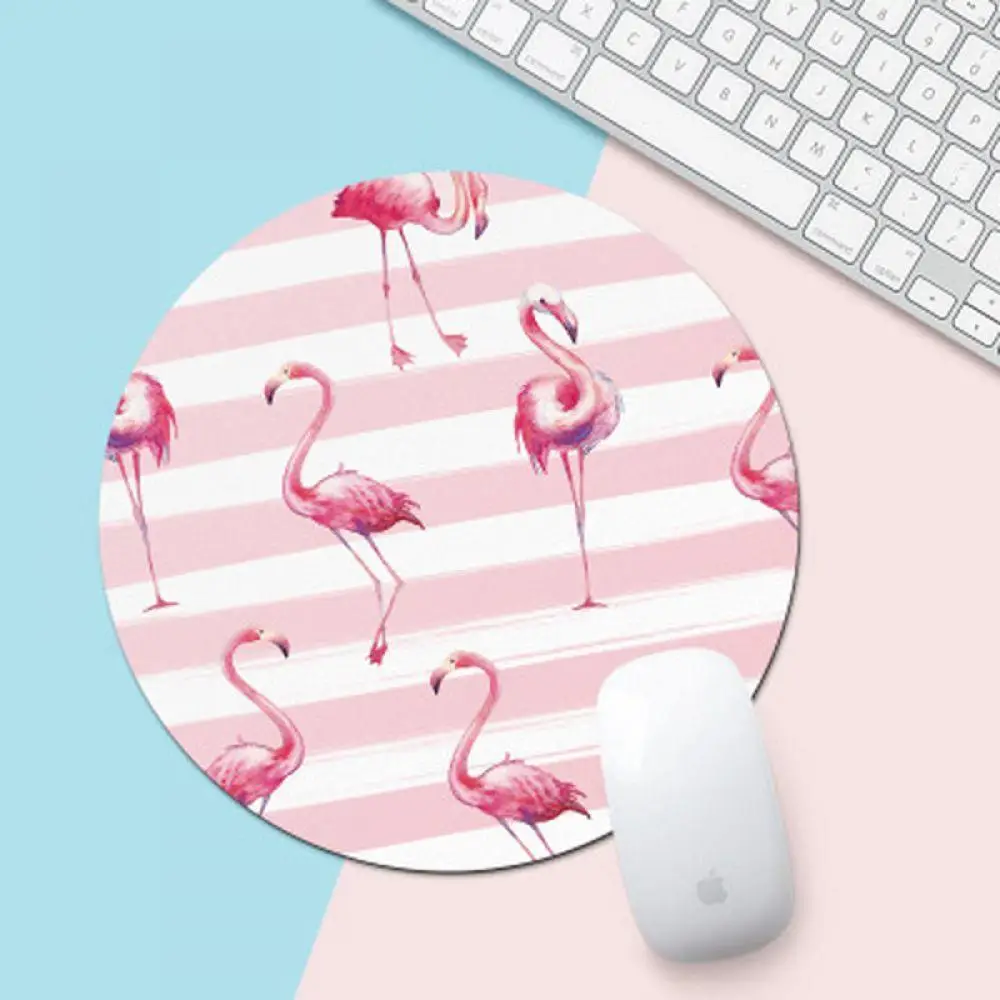 

Beautiful Flamingo Romantic Computer Mouse Padding Mat Ultra Soft Natural Rubber Planet Series Mice Pad Round Gaming Mouse Pads
