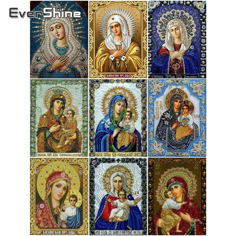 EverShine 5D алмазная картина полная круглая религиозная Алмазная вышивка Мадонна