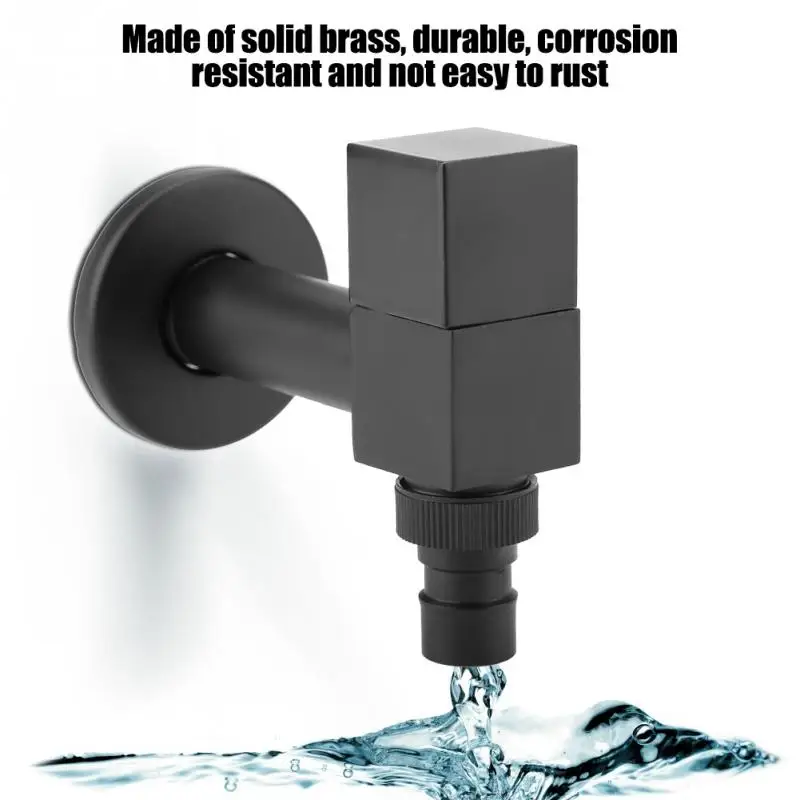 Black Brass Square Washing Machine Faucet Wall Mount Laundry Cold Water Tap Balck | Обустройство дома