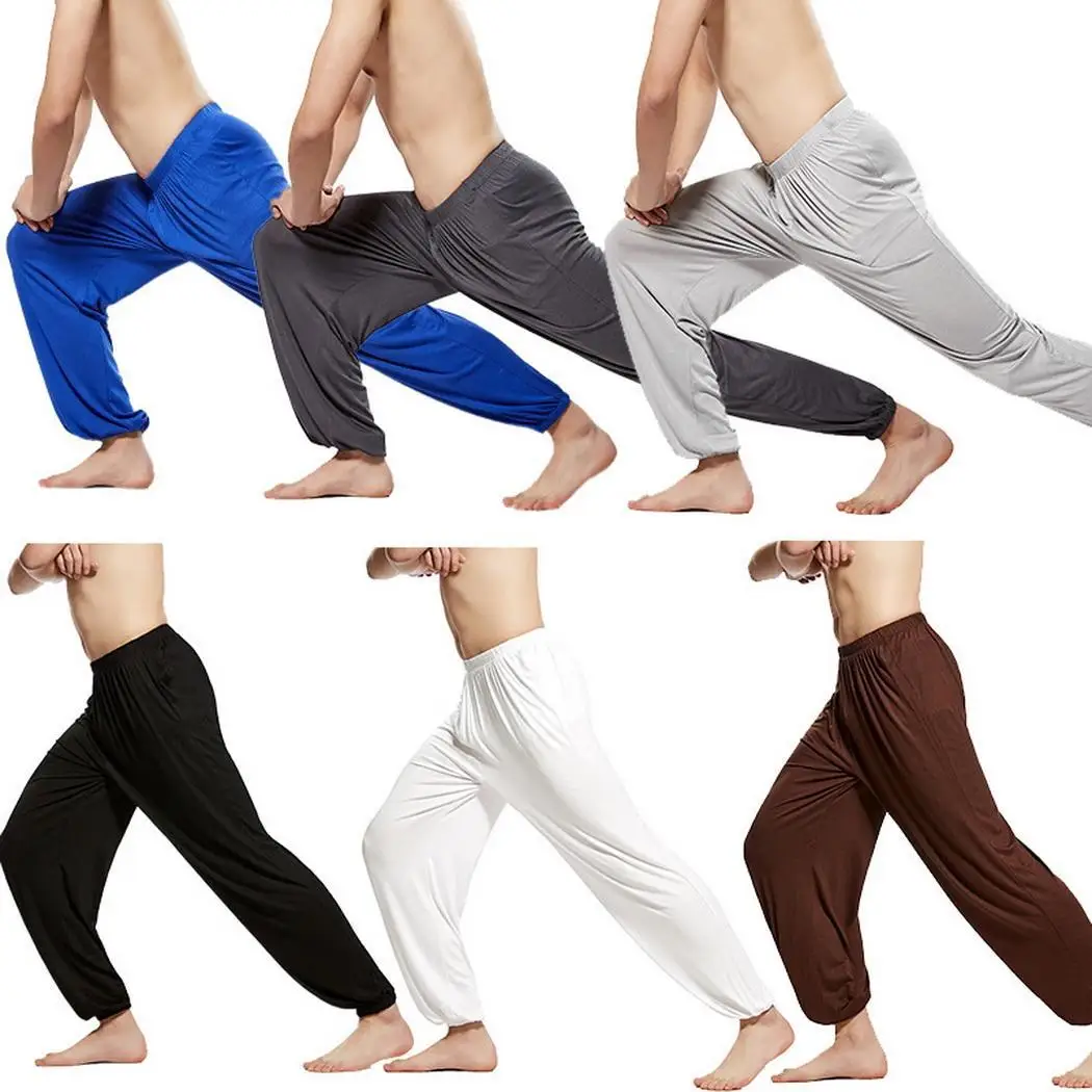 Мужские Кунг штаны для фитнеса или йоги, повседневные штаны для бега, штаны для кондиционера
