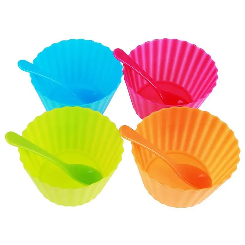 

4pcs Ice Cream Bowl With A Spoon Wonderful Gift Children Love Dessert Ice Cream Bowls Ice Cream Cup 4 Color
