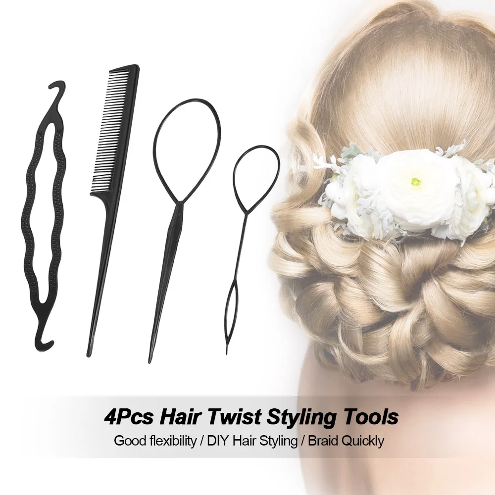 4Pcs/Set Hair Braiding Tool Roller With Magic Hair Clip Twist Styling Bun Maker 4Pcs/Set Hair Braiding Tool Roller With Magic Hair Clip Twist Styling Bun Maker