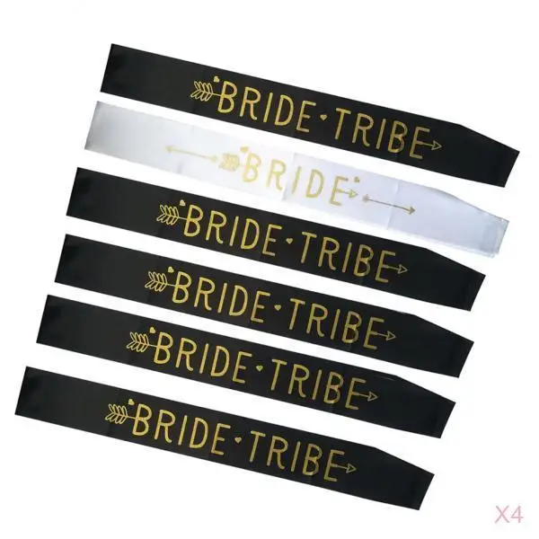

24pcs White Bride & Black Bride Tribe Satin Sash For Bridal Shower Party Supplies