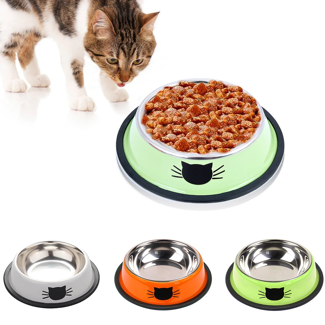 

New Dog Cat Food Bowls Stainless Steel Pets Drinking Feeding Bowls Pet Supplies Anti-skid Dogs Cats Water Bowl Pet Tools