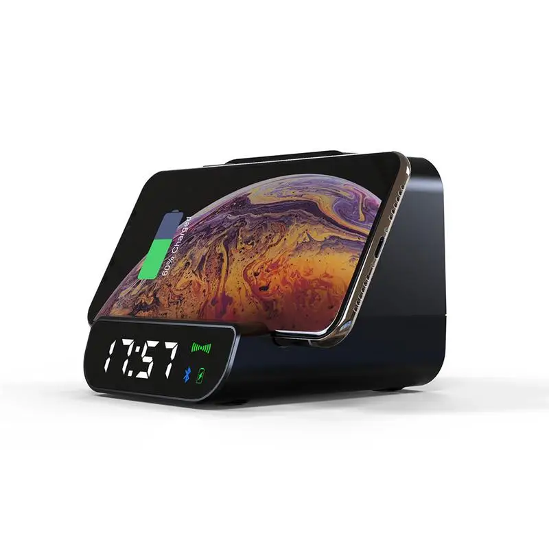 

Wireless Bluetooth Speaker Alarm Clock Charging Mobile Power Bluetooth Speaker Clock 4 - In - 1 With Mic Call Phones for IPhone