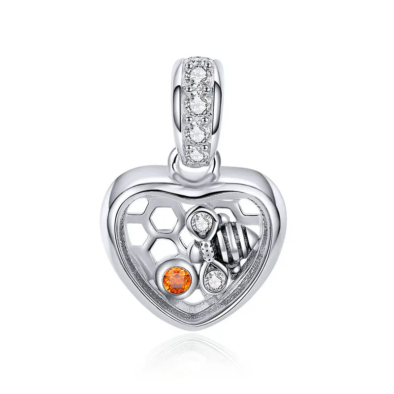 

MOWIMO Fashion 925 Sterling Silver Honeycomb Charm Bee Bead Fit Original Pandora Bracelets Pendant S925 Jewelry Making BKC870