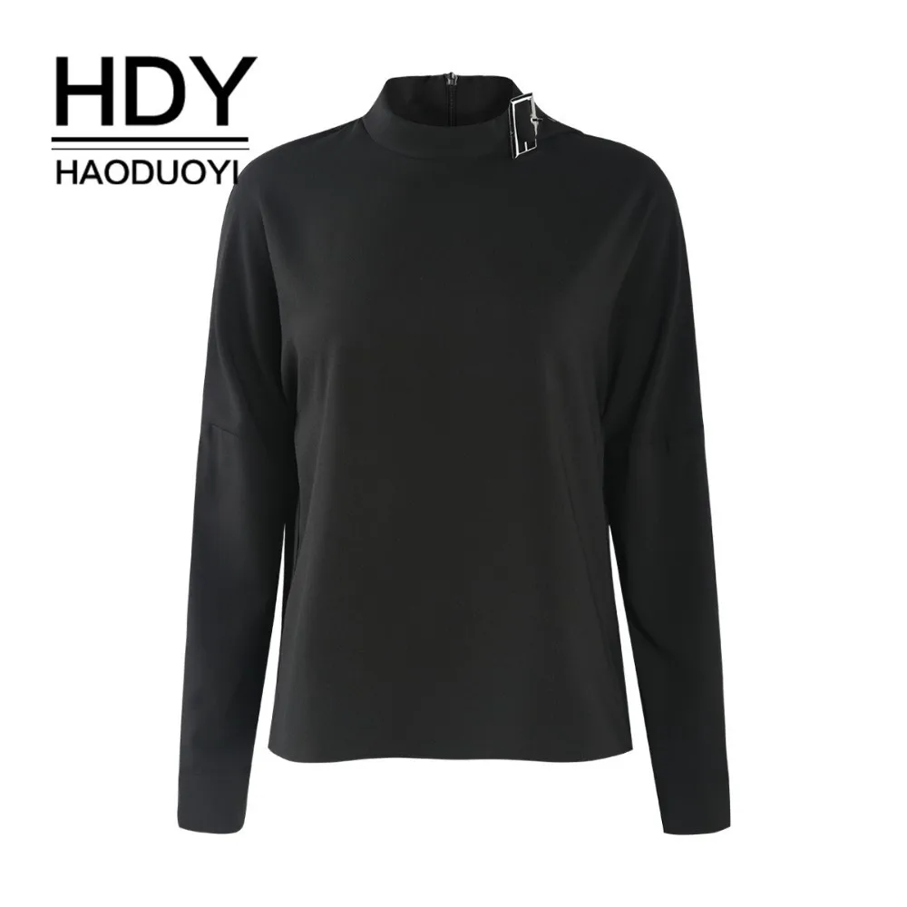 HDY Haoduoyi 2019 простая повседневная Однотонная рубашка-пуловер с полувысоким