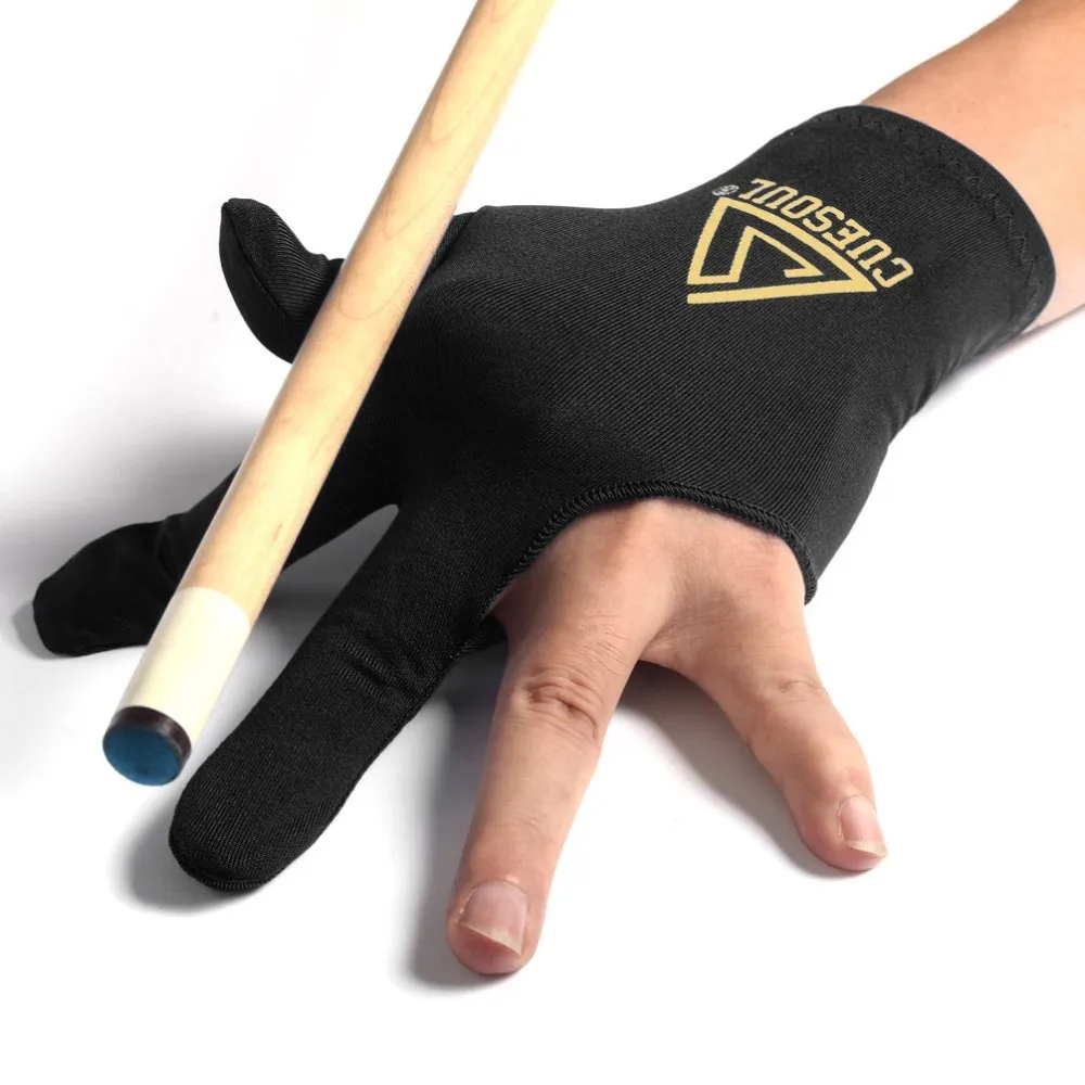 Cuesoul 3 Finger Billiards Snooker Gloves Pool Cue Gloves Black Left