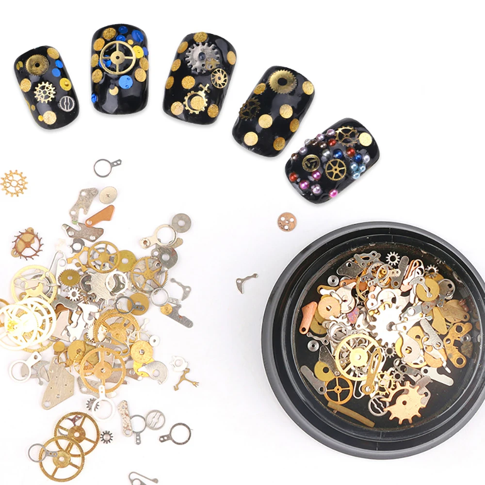 

Fashion Women Hollow Time Gear Nail Alloy Patch Art Sticker Steampunk Manicure Decoration