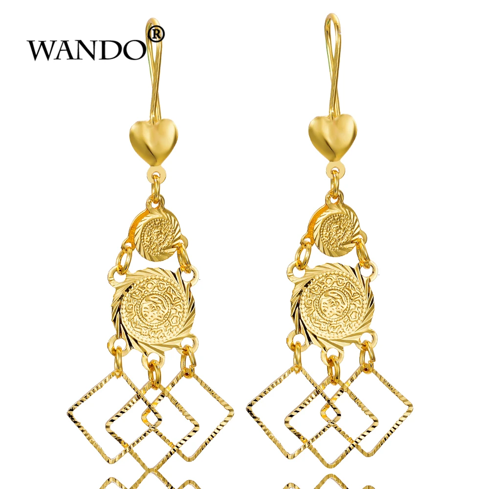 

WANDO Classic women Girl jewejry Gold Color Coins Dangle Water Drop Earrings Middle East Women Geometric tassel bride Gifts E66