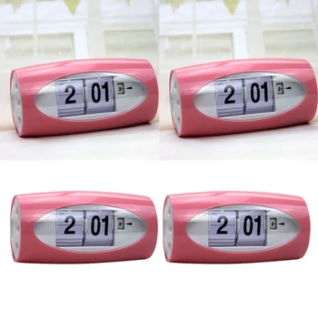 

2x Modern Style Auto Flip Desk Clock Vintage Table Alarm Clock Modern Office Home Decor Table Clock
