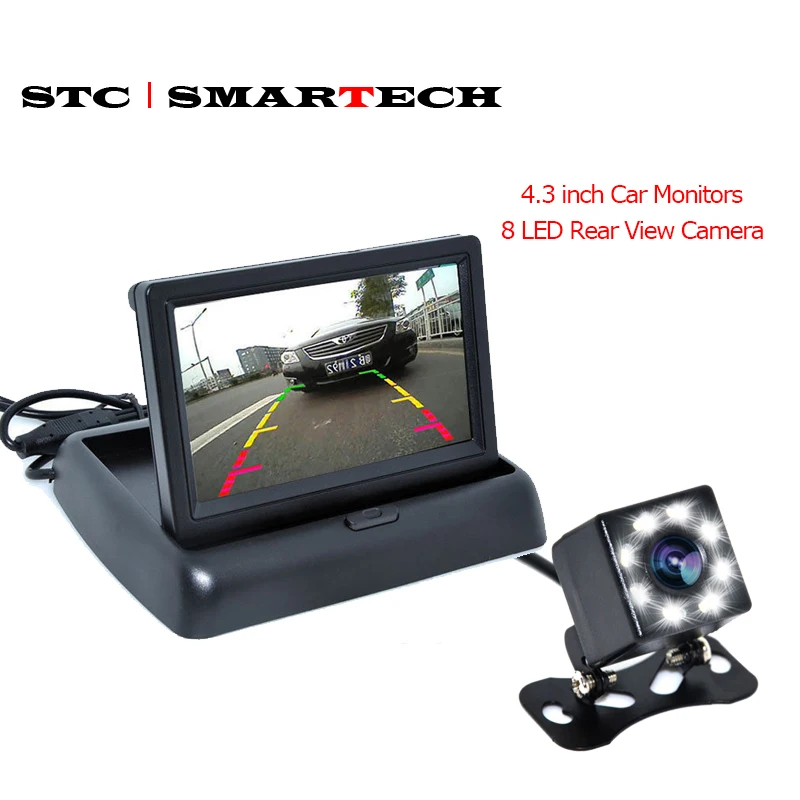 8 LED Night Vision Car Rear View Reverse Backup Camera 4.3 inch LCD Monitor